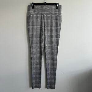 Tahari Leggings Black Houndstooth Flat Wide Waistband Small